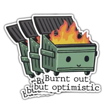 Imagem de 3 peças Burnt Out But Optimistic Dumpster Fire Sticker, adesivo engraçado de enfermagem de saúde, adesivo de assistente médico - adesivos de vinil para garrafas de água, laptop, telefone, carro,