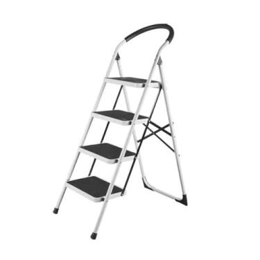Imagem de Escada dobrável 2/3/4/5 Escada Banqueta Espessada e Alargada Escada Familiar Doméstica Escada Dobrável Multifuncional Interna Banco de degrau dobrável(Branco,Grande)