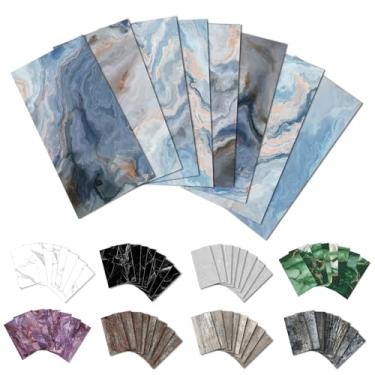 Imagem de URCOLOR Azulejo de parede com 64 peças, revestimento de parede Backsplash de PVC brilhante de 10 x 20 cm em azulejos de metrô para cozinha, banheiro, lavanderia, acampamento, lareira