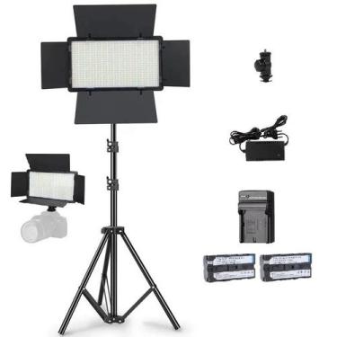 Imagem de Iluminador Led Painel U800+fonte+2 baterias+carregador+tripe 2m t - So