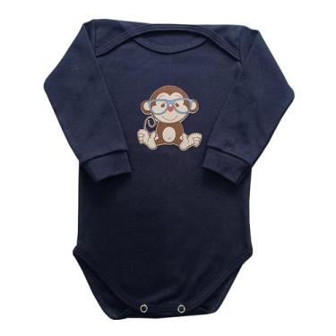 Imagem de Body Bebê Manga Longa Macaco de Óculos  - Mellane Baby, M, Marinho