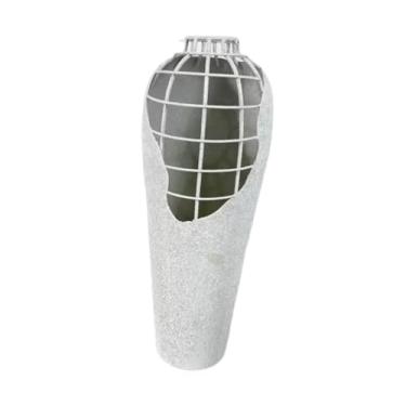 Imagem de XLWLLNJ Vaso de metal para flores artificiais ornamentos rústicos robustos para mesa de entrada, White 16x43x6cm