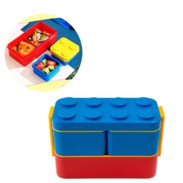 Imagem de Marmita Lancheira Infantil Em Formato Bloco De Montar - Clink, Azul