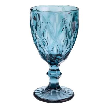 Imagem de Taça De Vidro Diamond Diamante Azul 300ml Água Class Home