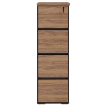 Imagem de Armário Arquivo Com Chave 4 Gavetas Corp A06 Nogal/preto - Mpozenato