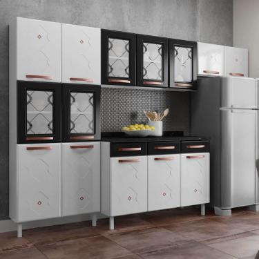 Imagem de Cozinha Aço Telasul Mirage New Bco/pto 5 Vidros C/balcão