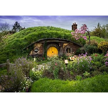 Imagem de BELECO Pano de fundo de caverna Hobbit de tecido de 2 x 1,5 m para fotografia Matamata Hobbit rural cabine de estar com grama verde jardim hobbiton fundo caverna anel de fundo Lord Fans Decorações de festa aniversário sessão de fotos adereços de fotos