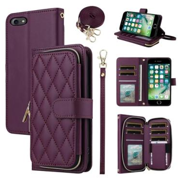 Imagem de Furiet Argyle Capa carteira para iPhone 7/8/SE 2020/2022 com alça de pulso alça de ombro slot para cartão capa de telefone para iPhone7 iPhone8 7s 8s i SE2020 SE2022 2/2nd/3/3ª geração SE2 SE3 7SE 8SE