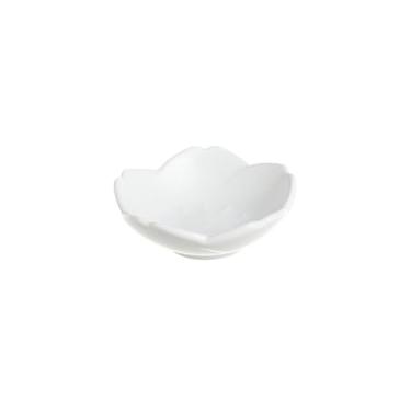 Imagem de Prato de sabor doméstico de cerâmica esmaltada, prato de molho de lanche personalizado - prato de flores de 7,6 cm - branco