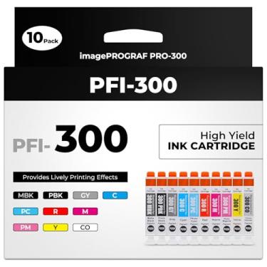 Imagem de Cartuchos de tinta PFI-300 Pro-300 Priner Ink Combo Pack compatível com Canon PFI-300 cartuchos de tinta compatíveis com imagePROGRAF PRO-300 PRO 300 PRO300 Impressora fotográfica profissional jato de