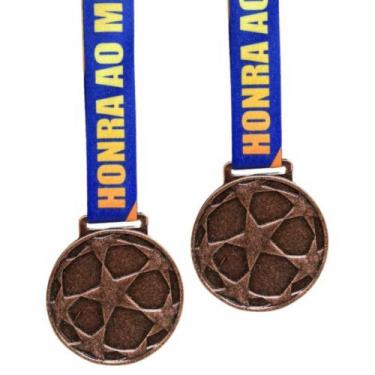 Imagem de Kit 5 Medalhas, Medalha Personalizada Honra ao Mérito, Metal 55mm, com