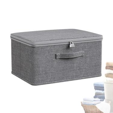 Imagem de Bin de armazenamento com, caixa de armazenamento grande de,Caixa de organizador de brinquedos de roupas com tampa - Peito de comida de lanches, recipiente de utilidade de bloqueio para jeans