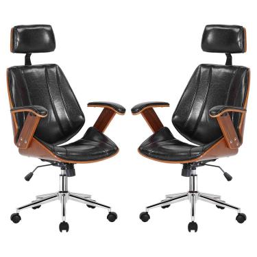 Imagem de 2 Cadeiras de Escritório Juliette Presidente Giratória Preta