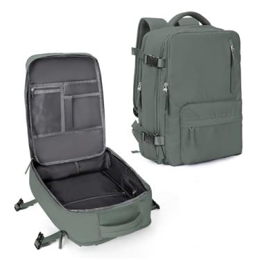 Imagem de Mochila de viagem grande feminina, bagagem de mão, mochila impermeável para fazer trilha e esportes ao ar livre, mochila escolar, U - verde, Large