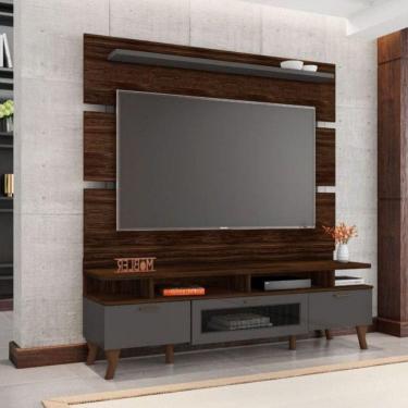 Imagem de Rack Com Painel Para 65 Polegadas Liverpool Sala De Estar Cor:marrom Palisandro/ Cinza Régio