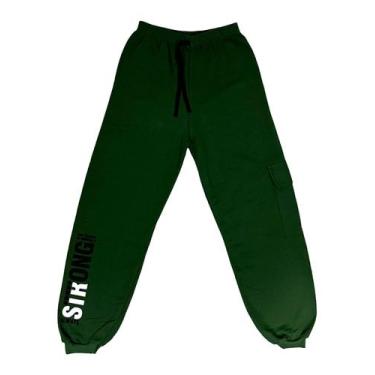 Imagem de Calça Moletom Felpada C Estampa Juvenil E /Bol Lateral - Olv Jeans, G,