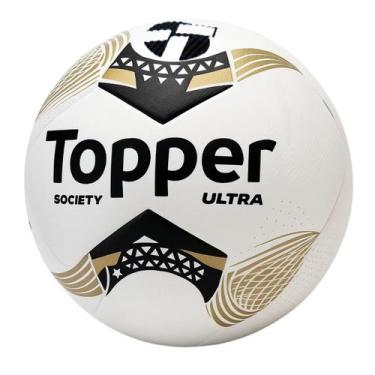 Imagem de Bola Futebol de Society Topper Ultra Dupla Colagem Oficial, Preto, Dou