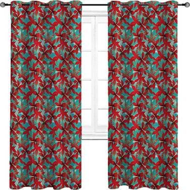 Imagem de Cortinas blackout Havaí para quarto - Cortinas escurecidas com isolamento térmico com ilhós para sala de estar, para quarto, jardim de infância, sala de estar, L 182 x C 226 polegadas multicolorido 50