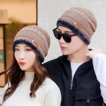 Imagem de Touca De Lã Gorro Forrado Unissex Grossa Térmica Adulto Frio Marrom Cl