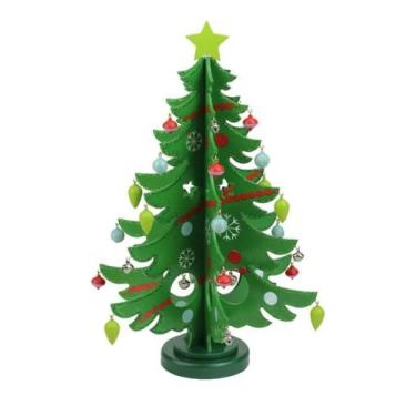 Imagem de Mini Árvore De Natal Em Madeira Mdf Enfeite 3d 18x14 Cm - Wincy Natal 