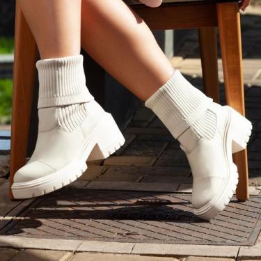 Imagem de Bota Coturno Feminina Meia Cano Médio Confortável Pronta Entrega Inver