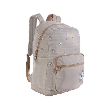 Imagem de Mochila De Costas Juvenil Escolar Bege Gatinha Marie Xeryus
