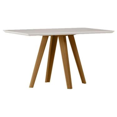 Imagem de Mesa De Jantar 160x90 Cm Mariah Com Vidro Ype Off White – New Ceval