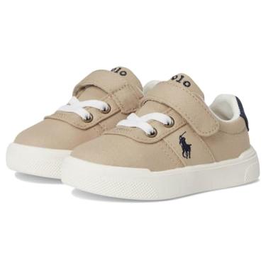 Imagem de POLO RALPH LAUREN Tênis infantil unissex Frazier Casual Ps (infantil), Cáqui/Azul-marinho, 8.5 Toddler