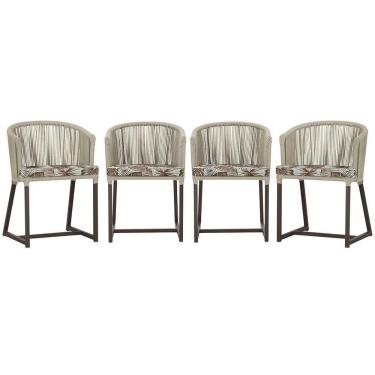 Imagem de 4 Cadeiras De Jantar Noronha Marrom Corda Náutica E6 Trama Rami