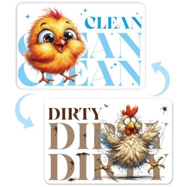Imagem de Ímã de lava-louças Sinal limpo e sujo - cosmisun engraçado frango limpo sujo máquina de lavar louça ímã desenho animado frango Farmhous indicador de máquina de lavar louça magnética dupla face para