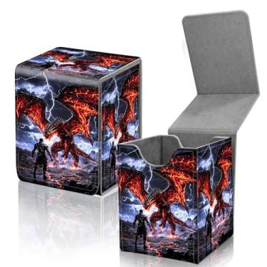 Imagem de BREIDMKFM Caixa de baralho para MTG Commander, caixa de armazenamento de cartões comporta mais de 100 mangas únicas, estojo magnético de couro compatível com jogos de negociação YuGiOh TCG CCG PTCG