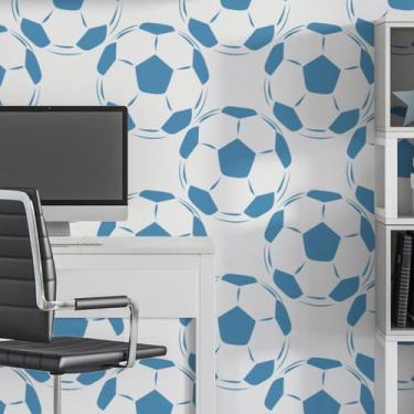 Imagem de Papel De Parede Bola Futebol Azul Quarto Jovem Adesivo 1.5m - DELIQUAD