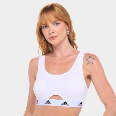 Imagem de Top Adidas Decote Cavado Feminino, Branco, G