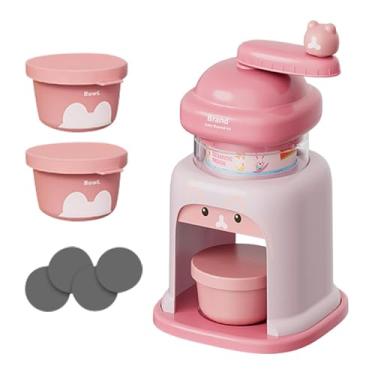 Imagem de WeiLaiKeQi de Gelo Manual, Raspador de Gelo Rotativo, Utensílios de Cozinha, Máquina de Raspadinha para Festas em Bares Domésticos, Rosa com 3 Tigelas