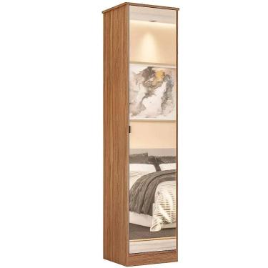 Imagem de Armário Multiuso Reflex 1 Porta com Espelho Demobile Cor Amendoa