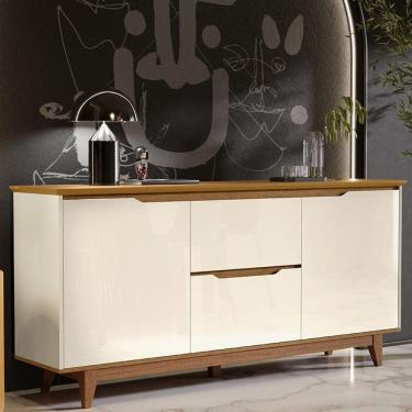 Imagem de Aparador Buffet Flow 2 portas 2 Gavetas Pés Madeira Maciça