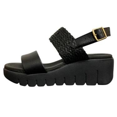 Imagem de Sandalia Moleca Flatform Tira Tramada Fivela, 38, Preto