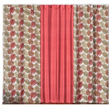 Imagem de Cortina Floreal 3 Metros Sala Quarto Trilho Suisso Vermelha