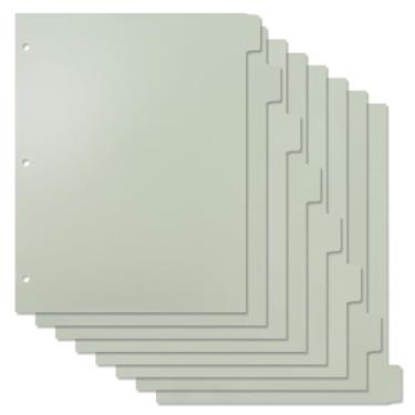 Imagem de Buqoo Divisores de fichário A4 com abas, 8 divisórias de abas para fichário de 3 anéis, divisórias de plástico verde claro para caderno de estudantes/acessórios de mesa de escritório escolar