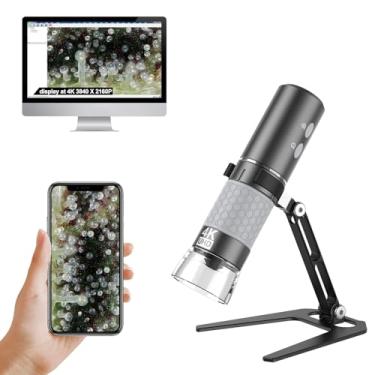 Imagem de Ninyoon Suporte atualizado para microscópio WiFi 4K para iPhone/Android PC, microscópio digital USB 50-1000X, câmera endoscópio HD sem fio para todos os celulares, iPad, Android, tablet, Windows, Mac