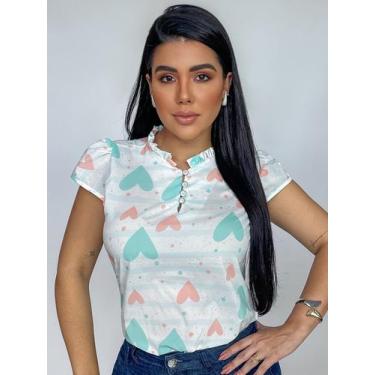 Imagem de Blusa Social Feminina em Crepe Estampada com Babados nas Mangas - Mari