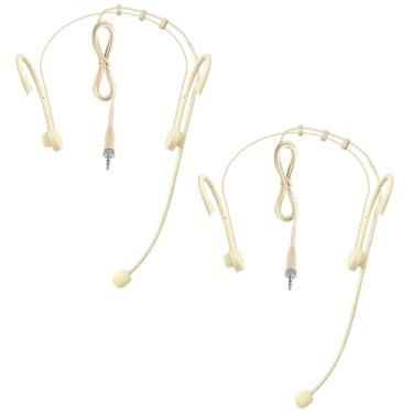 Imagem de Pacote com 2 microfones duplos com gancho de orelha, microfone desgastado, condensador omnidirecional para Sennheiser, plugue de trava de parafuso de 3,5 mm com para-brisas e cabo de 1,5 m, dobrável