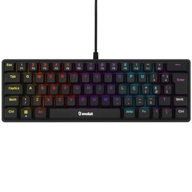Imagem de Teclado Mecânico Gamer Evolut EG223 CYPHER, 60%, Switch Brown, ABNT2, 17 Modos de LED, Anti-Ghosting 22 Teclas