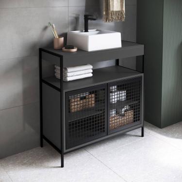 Imagem de Gabinete Banheiro Com Cuba Branca Estilo Industrial Telada