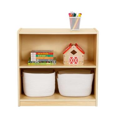 Imagem de OOOK Prateleira de brinquedo Montessori, estante infantil e armazenamento de brinquedos, pequena estante para crianças, prateleiras de armazenamento de madeira de 2 camadas para sala de aula, jardim