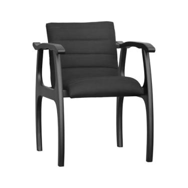 Imagem de Cadeira Cancun Estrutura Madeira Maciça Encosto e Assento Anatômico - Preto - Assento Estofado Linho Preto Textura