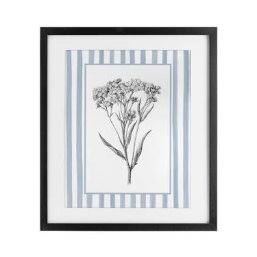 Imagem de Stupell Industries Vintage Herbs Blue Listrado Borda Preta Impressão Emoldurada sob Vidro Design por Lettered and Lined, 21 x 17