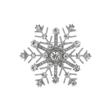 Imagem de Broche de floco de neve para mulheres strass cristal roupas elegantes chapéu bolsa saia acessórios de inverno fantasia de Natal joias presentes, Medium, Liga de aço, Sem Pedra Preciosa