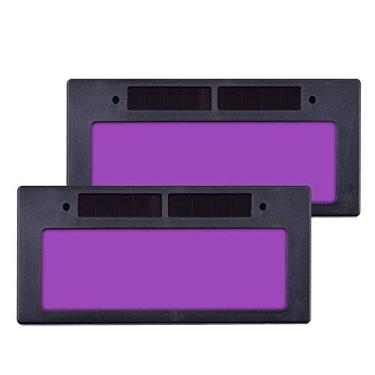 Imagem de Conjunto com 2 lentes de filtro de soldagem/capacete de soldagem de escurecimento automático automático, filtro horizontal de escurecimento automático, lentes de máscara de capacete de soldagem, 3/11, 4-1/4" X 2"