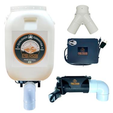 Imagem de Alimentador Automático com Reservatório de Ração de 50L e Divisor Y, Programável via Timer WiFi Externo IP65 com App, Ideal para Cachorro Cavalo Bovino Ovelha Cabrito Porco Galinha Pato Coelho Peixe